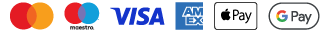Moyens de paiement acceptés : Mastercard, Maestro, Visa, American Express, Apple Pay, Google Pay